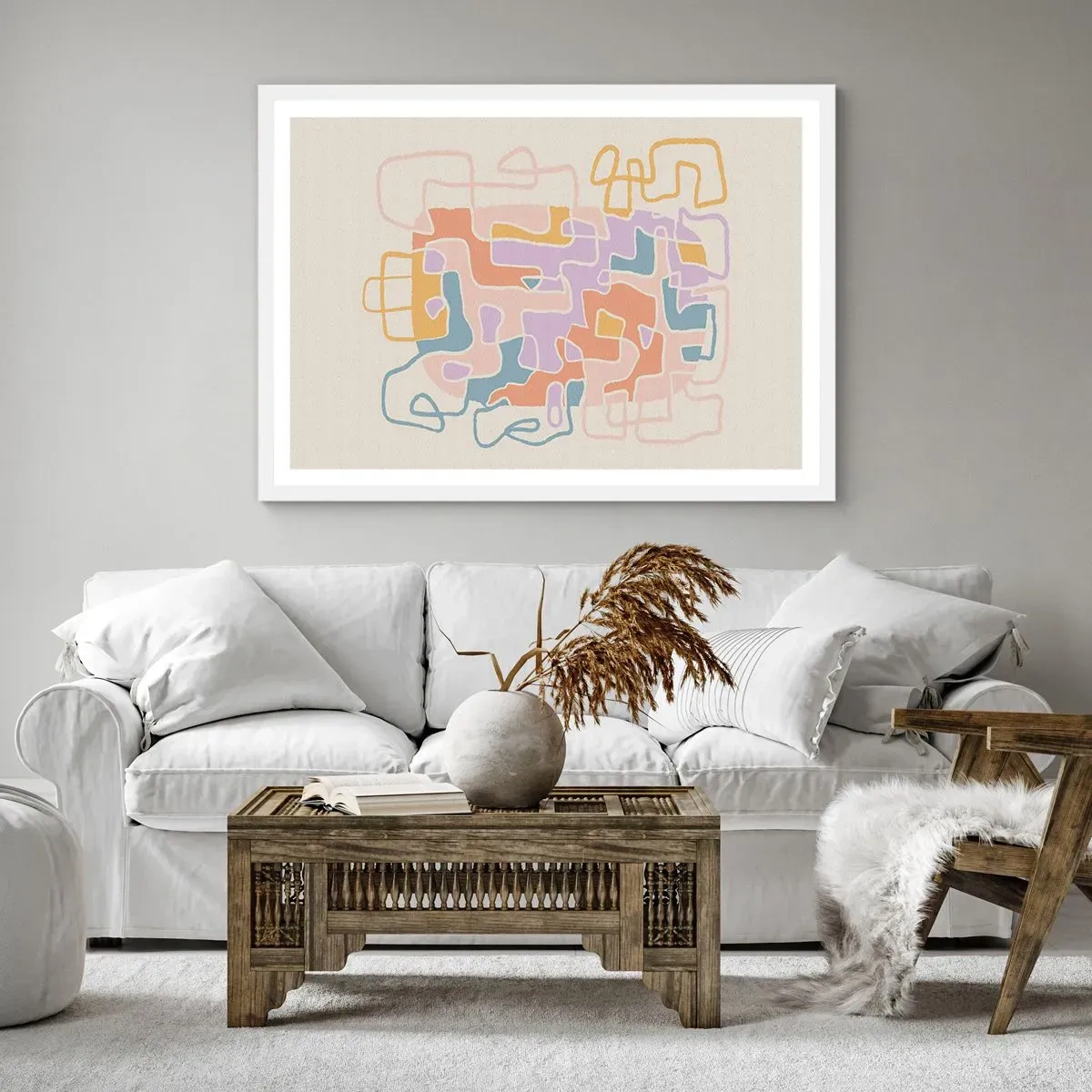 Plakát v bílém rámu - Labyrint – veselé dobrodružství - 100x70 cm