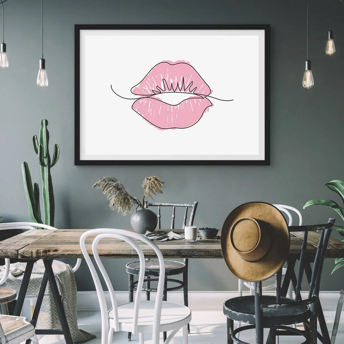 Plakát v černém rámu - Jsi připraven na polibek? - 100x70 cm