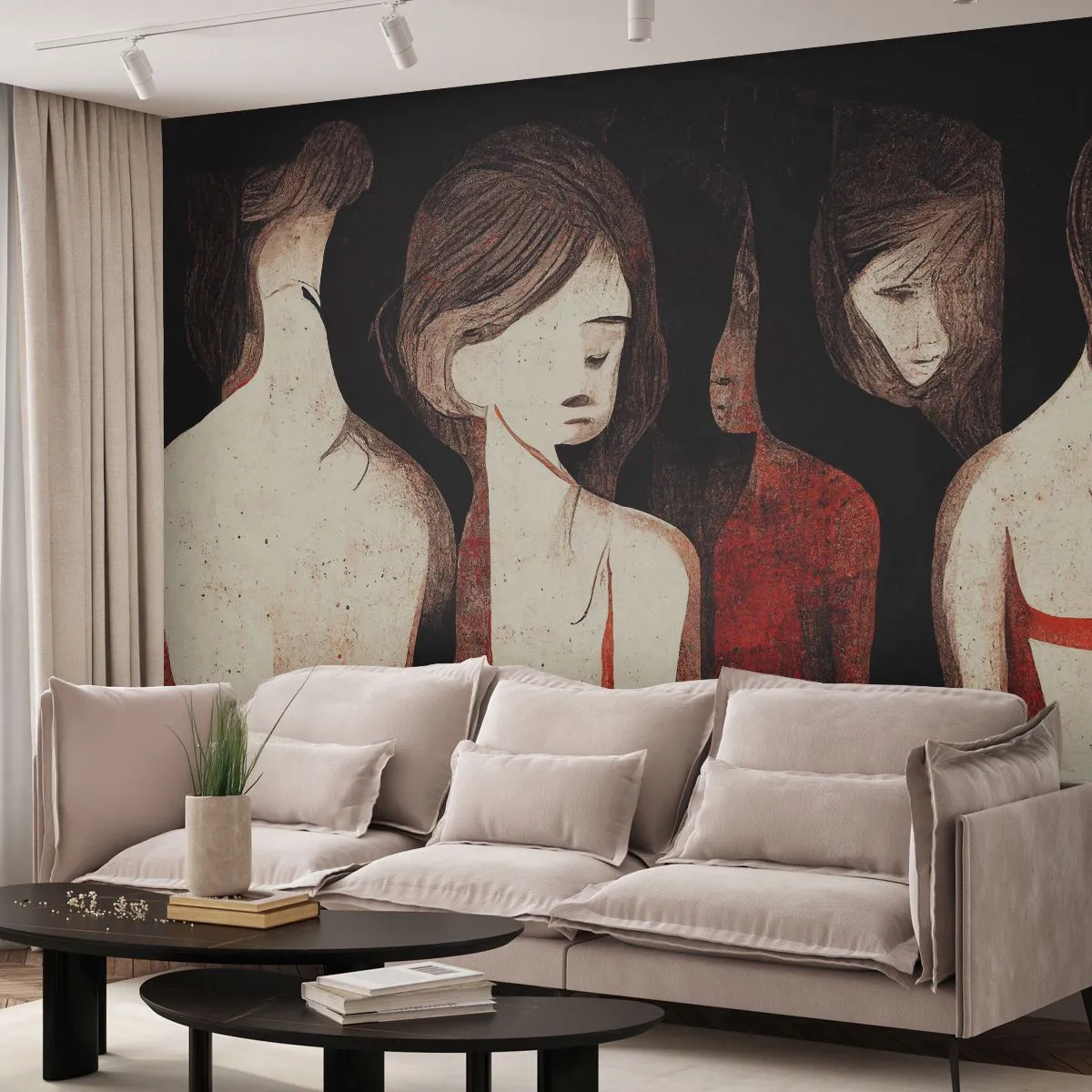 Fototapeta Premium Canvas - Madony z temnoty - Ženy, Kus, Smutek - 250x175 cm