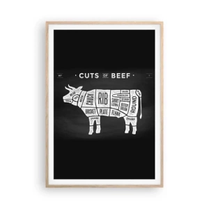 Plakát v rámu světlý dub - Slabikář řezníka - 70x100 cm