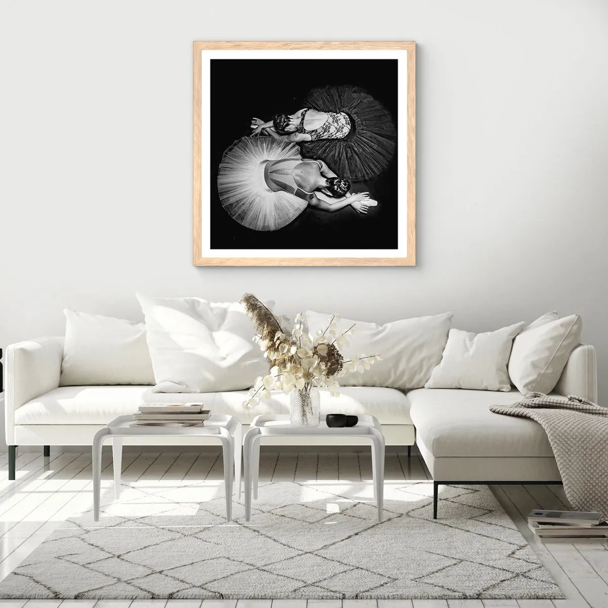 Plakát v rámu světlý dub - Jin a jang – dokonalá rovnováha - 40x40 cm