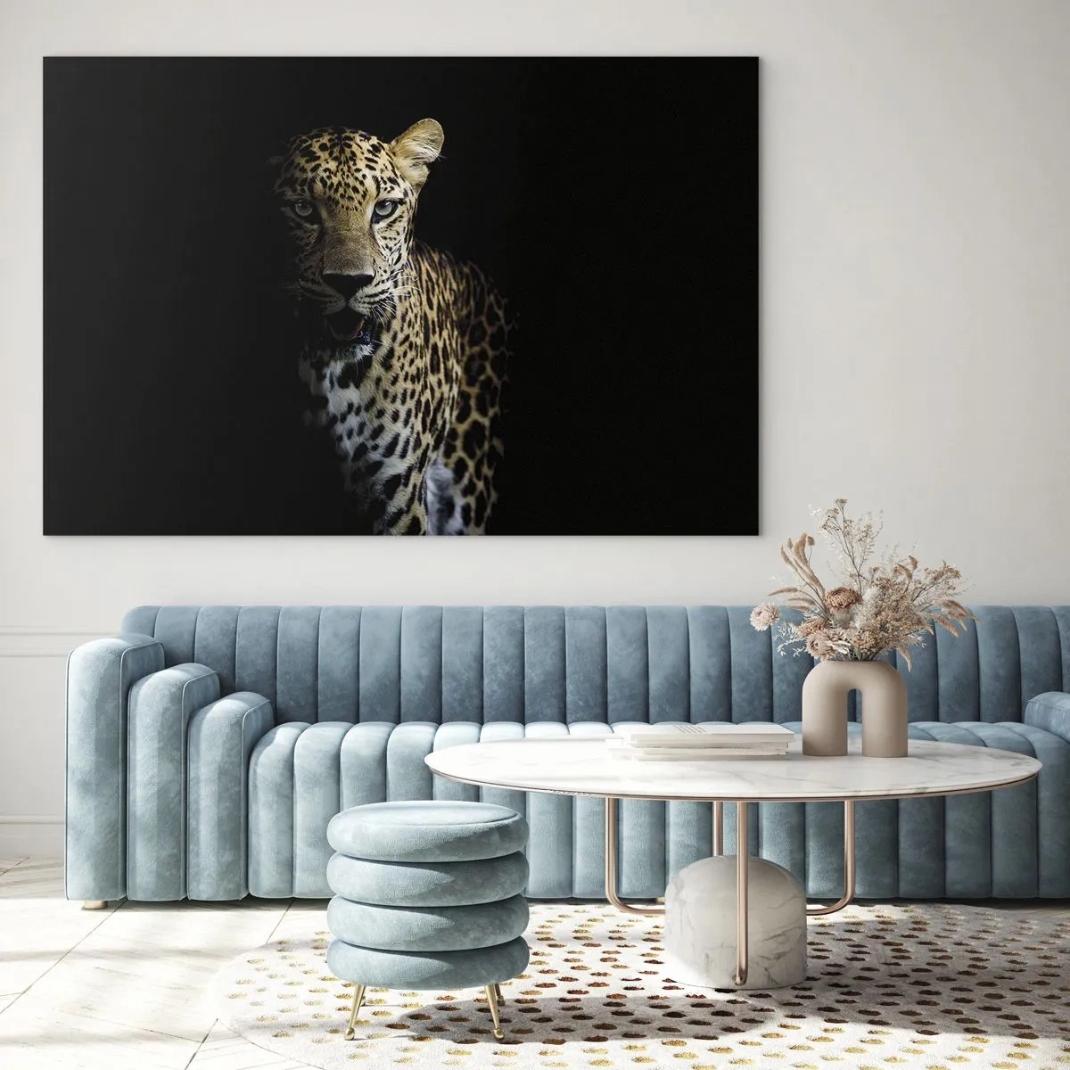 Obraz na skle - Lev ve stínu - 70x50cm - Temná krása - Moderní nástěnná dekorace do obývacího pokoje a ložnice ARTTOR