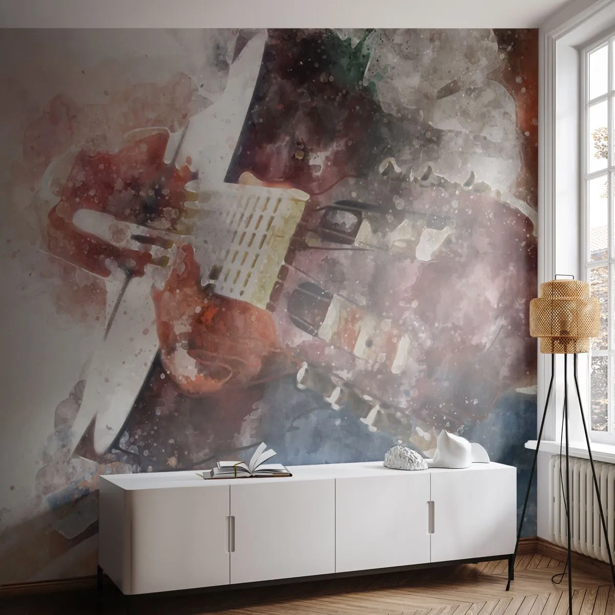 Fototapeta Samolepicí Deluxe Sticker - Co si o tom myslíš? - Abstrakce, Hudba, Kytara - 250x175 cm