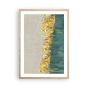 Plakát v rámu světlý dub - Zlatá hranice - 50x70 cm