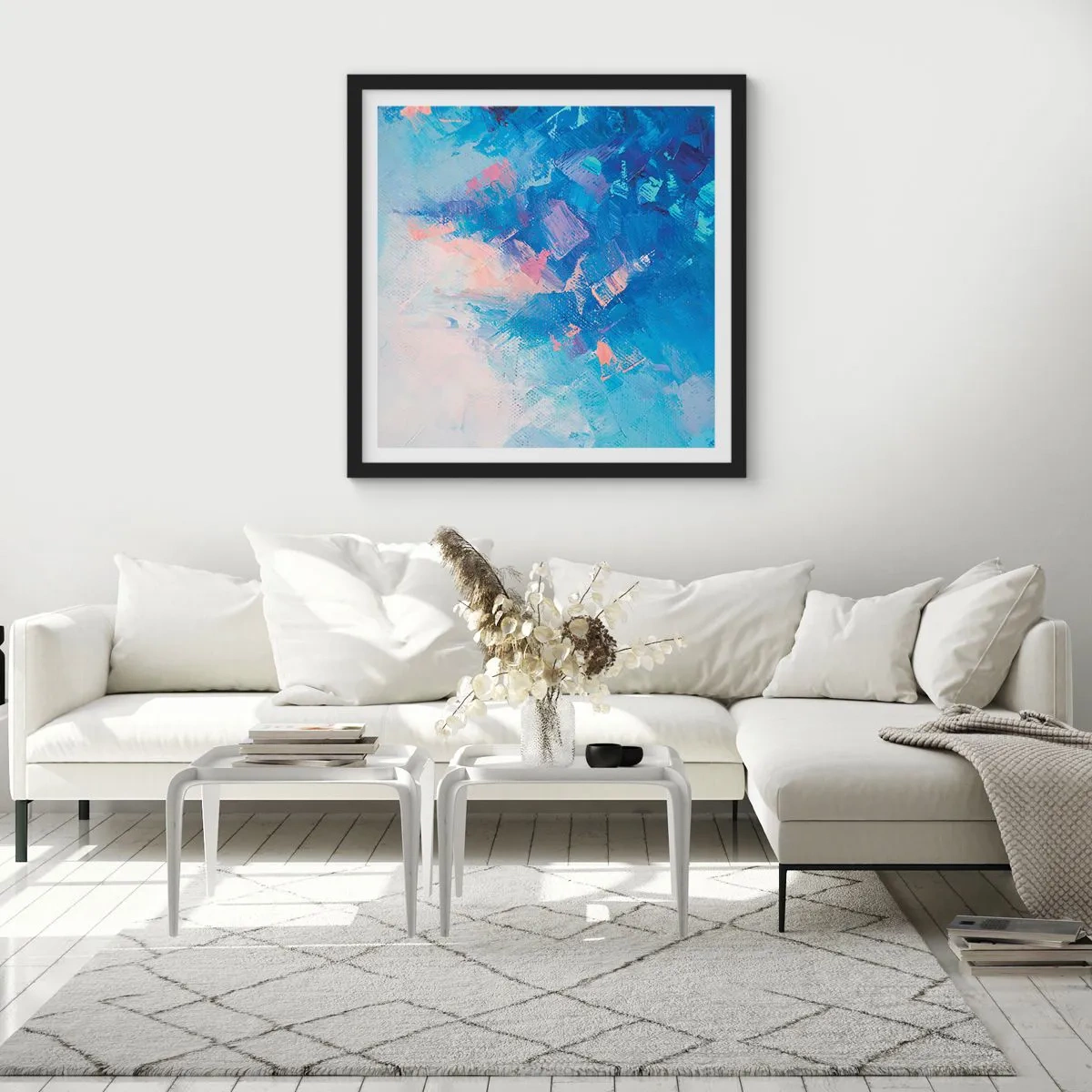 Plakát v černém rámu - Zimní abstrakce - 60x60 cm