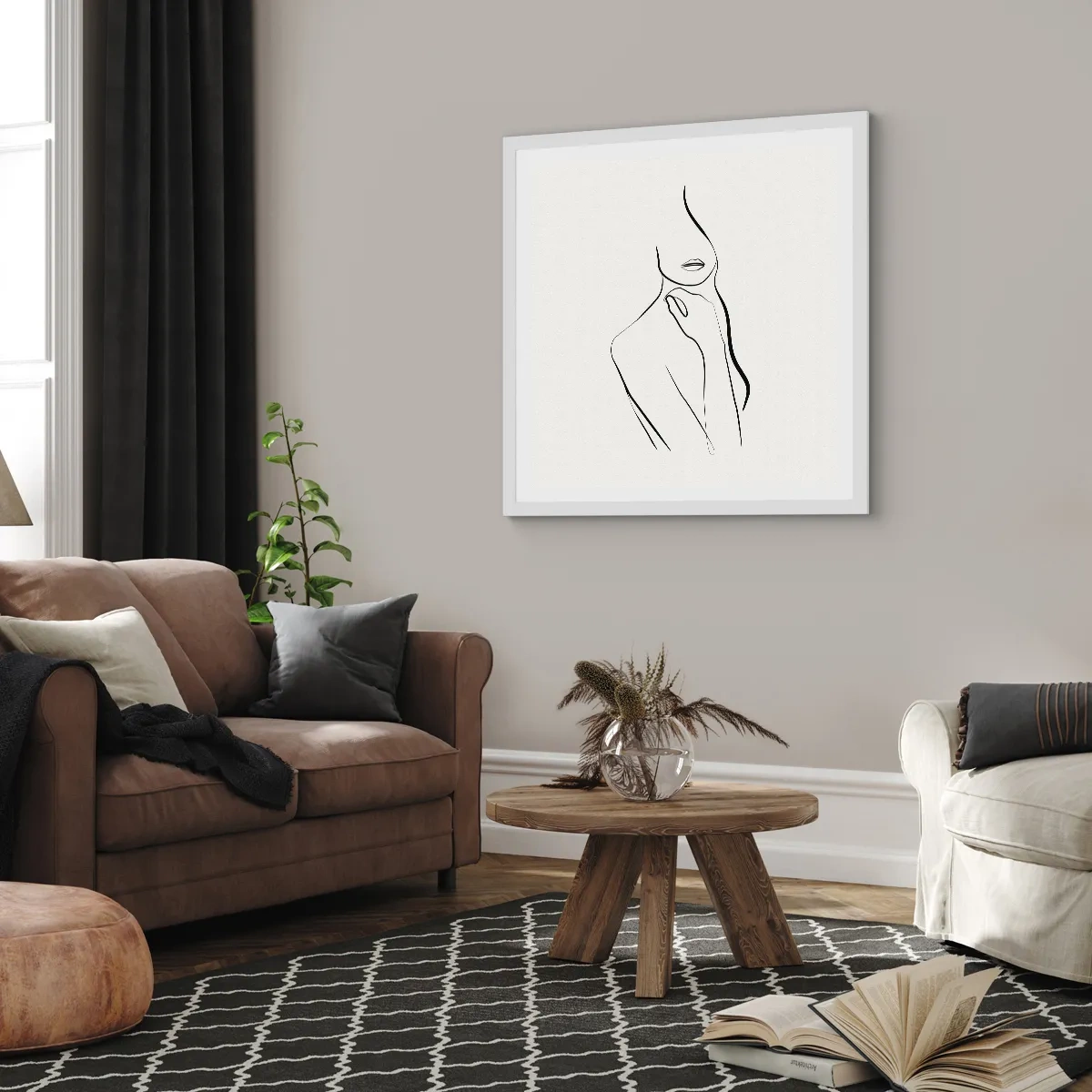 Plakát v bílém rámu - Vlna melancholie - 30x30 cm