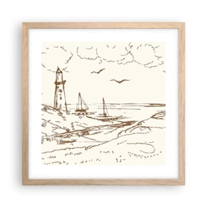 Plakát v rámu světlý dub - Náčrt letních vzpomínek - 40x40 cm