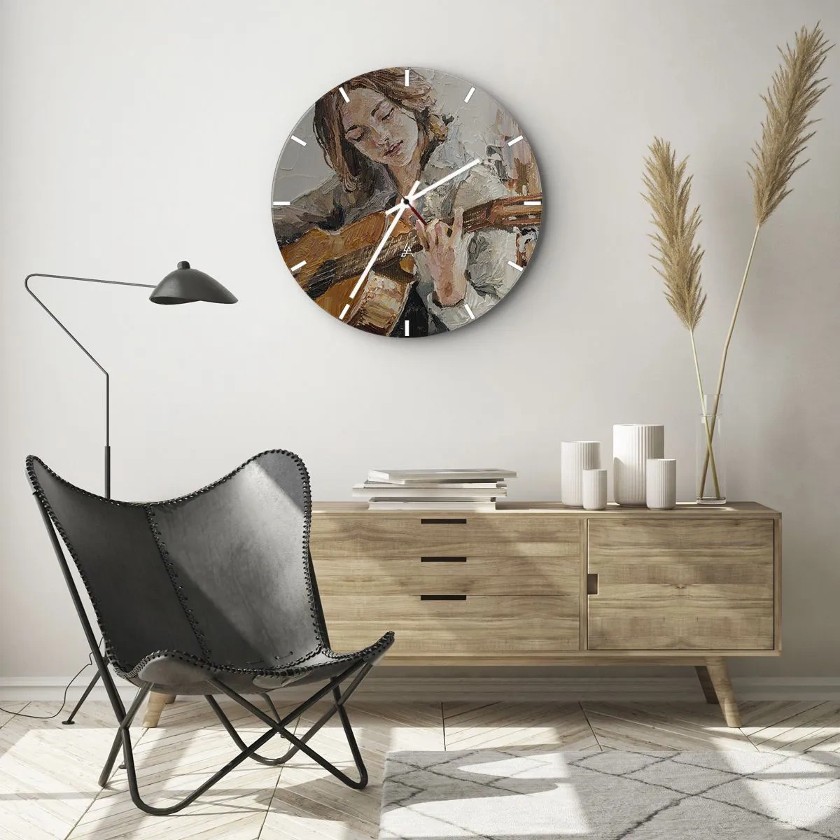 Nástěnné hodiny - Koncert pro kytaru a dívčí srdce - 30x30 cm