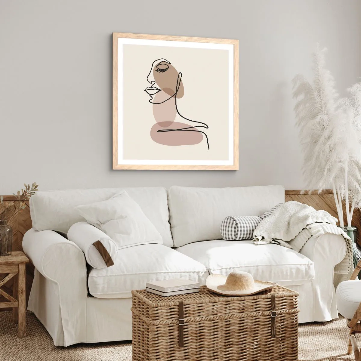 Plakát v rámu světlý dub - Určitá linie krásy - 50x50 cm