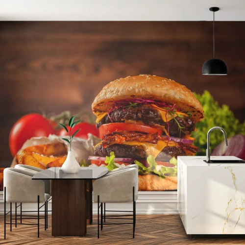 Fototapeta Premium Canvas - Zakázané ovoce - Gastronomie, Hamburger, Hamburger - 250x175 cm