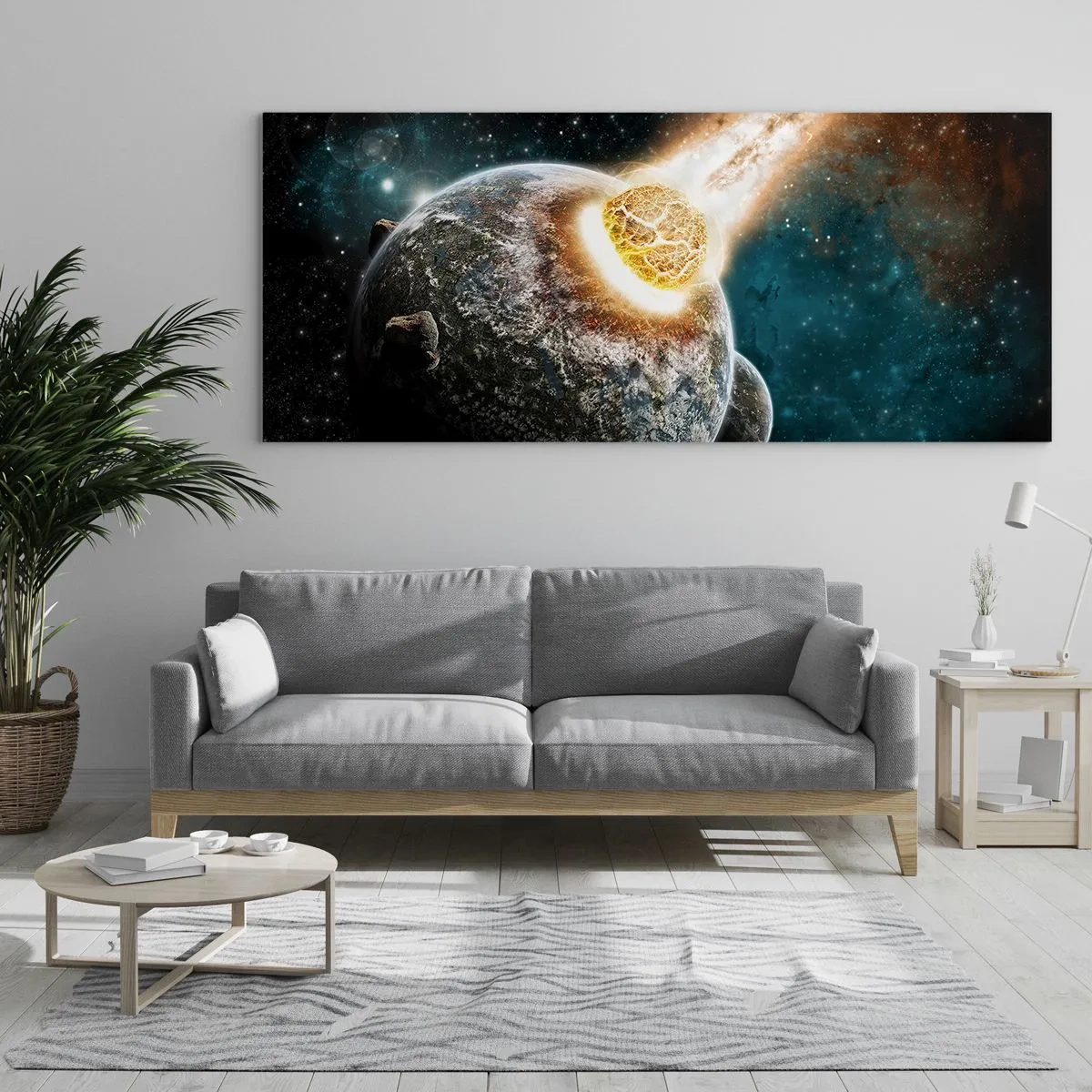 Obraz na skle - Zničení nebo narození? - 100x40 cm