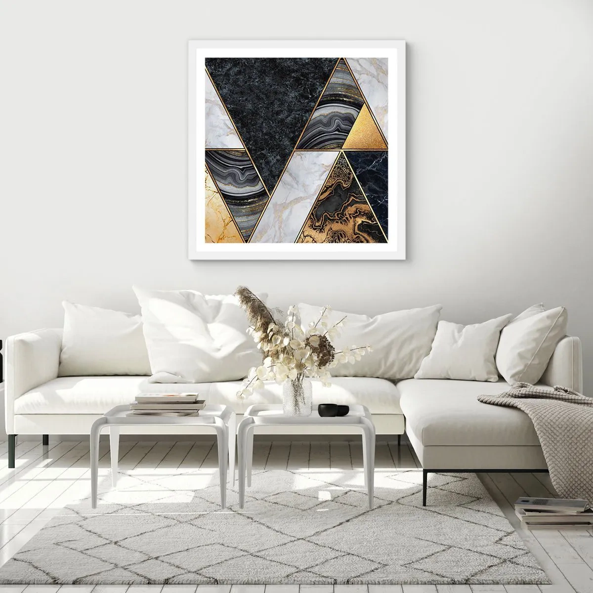 Plakát v bílém rámu - Kámen vedle kamene - 50x50 cm