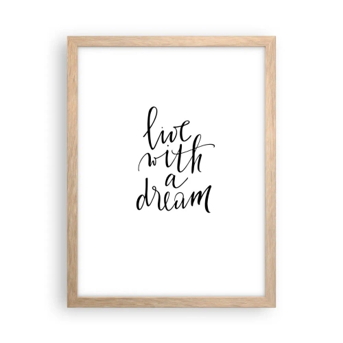 Plakát v rámu světlý dub - Of course - 30x40 cm
