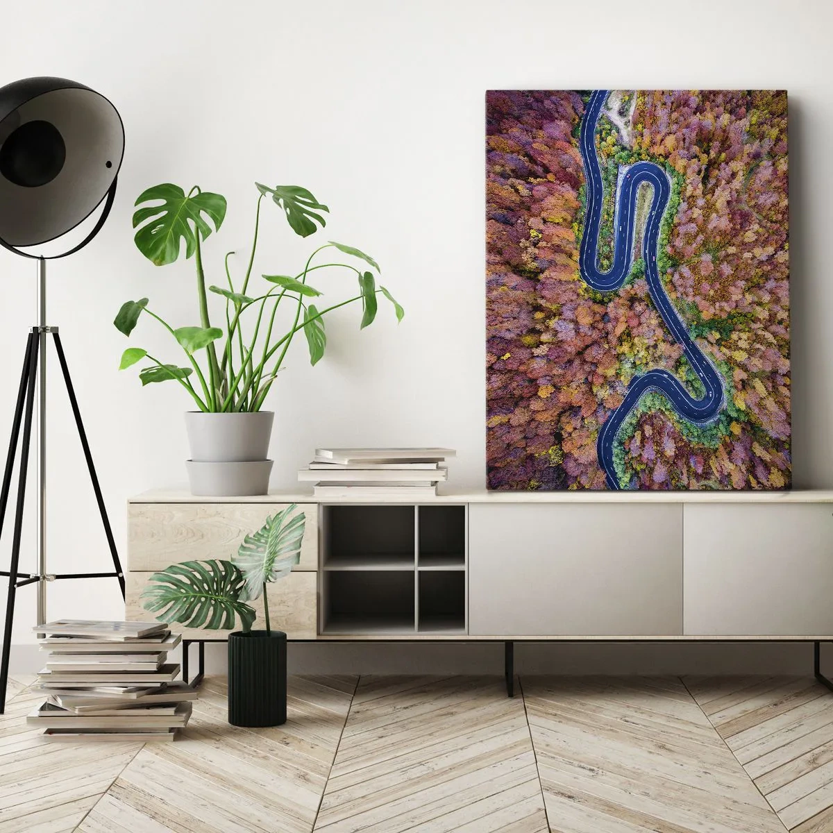 Obraz na plátně - Klikatá cesta lesem - 55x100 cm