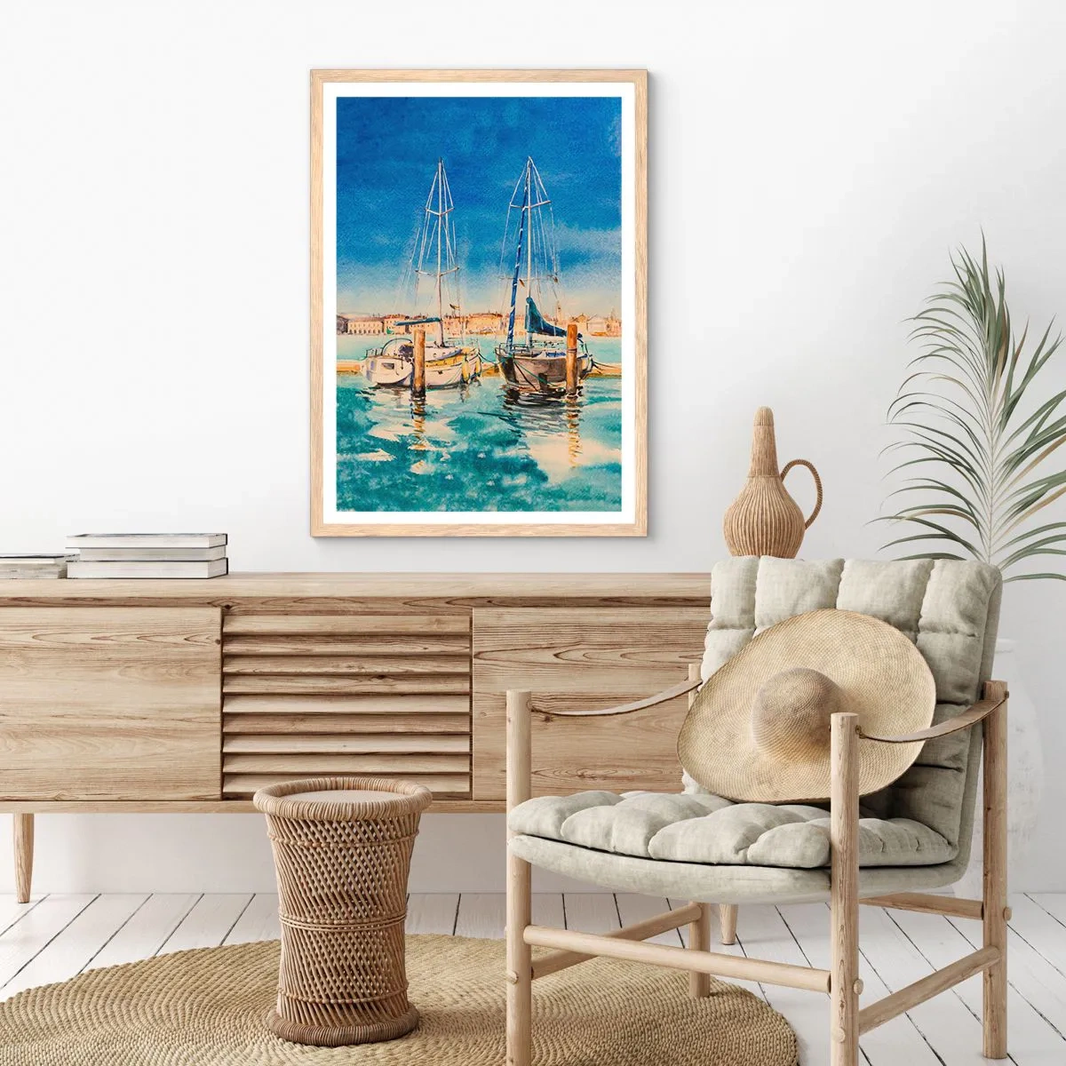 Plakát v rámu světlý dub - Slunečná laguna - 40x50 cm