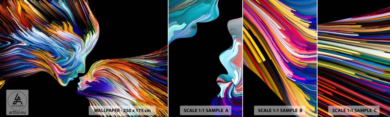 Vzor Fototapety Samolepicí Deluxe Sticker - Fúze energie a světla - Abstrakce, ženská tvář, Kus - 100x30 cm