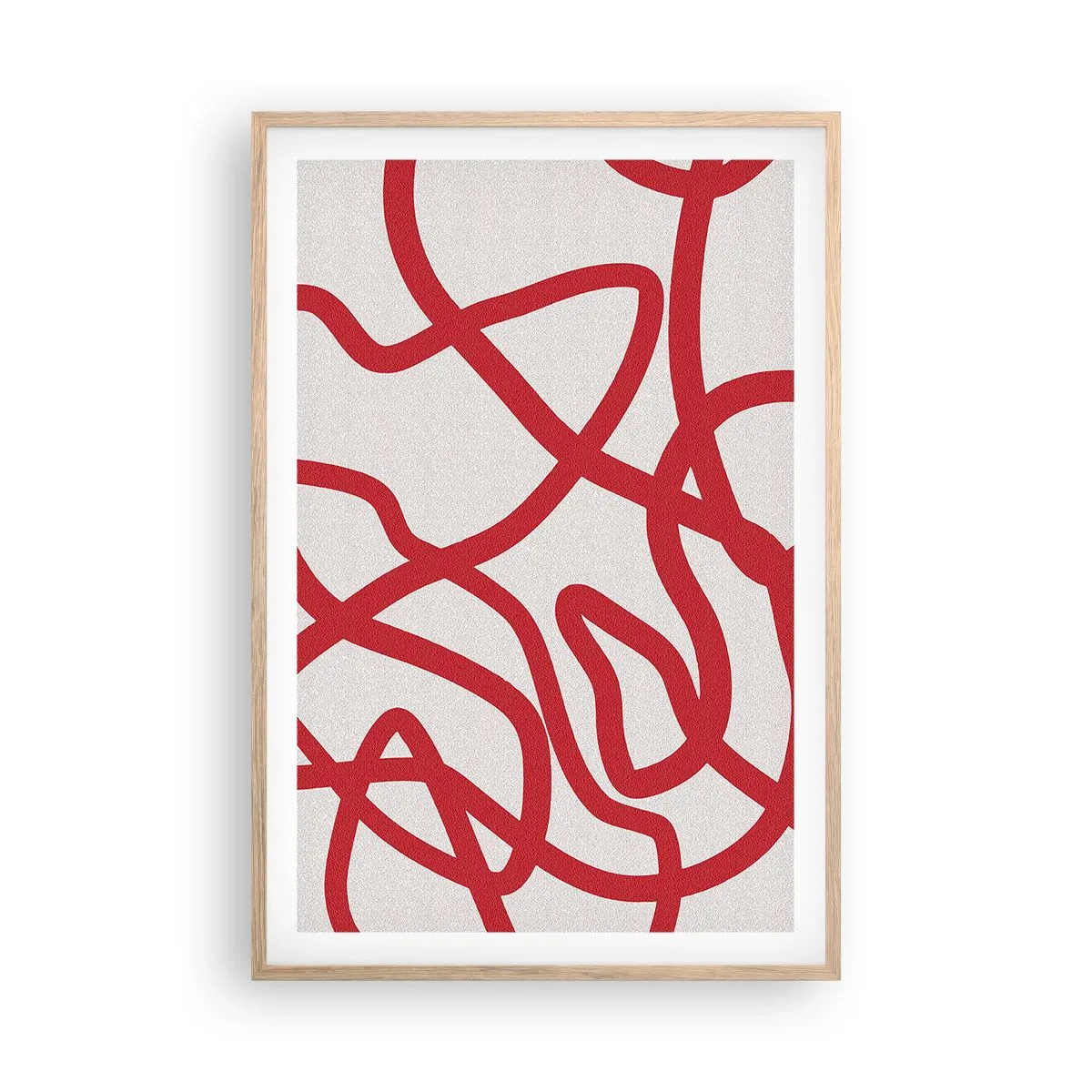 Plakát v rámu světlý dub - Červené na bílém - 61x91 cm