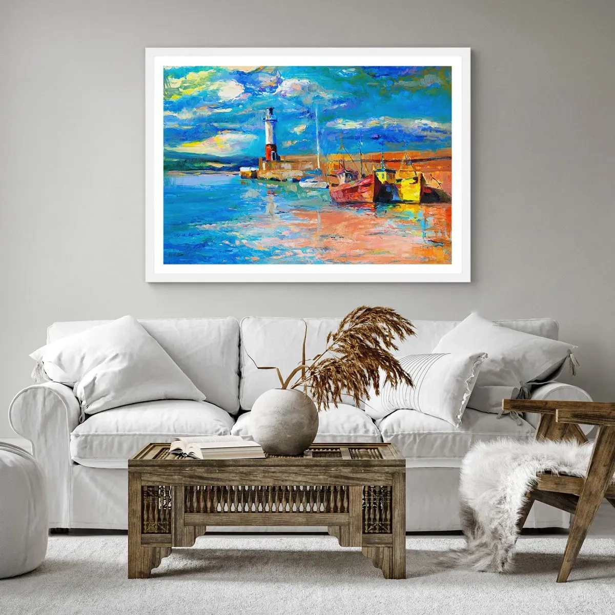 Plakát v bílém rámu - Odpoledne v duhové zátoce - 91x61 cm