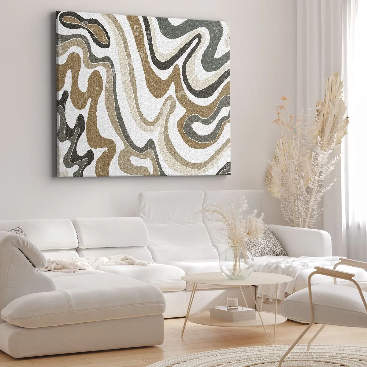 Obraz na plátně - Zemité vzory v odstínech hnědé a zelené - 70x50cm - Meandry zemitých barev - Moderní nástěnná dekorace do obývacího pokoje a ložnice ARTTOR