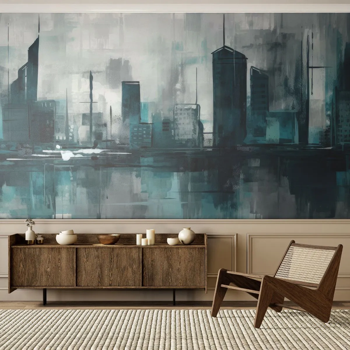 Fototapeta Premium Canvas - Město v barvě deště - Město, Architektura, Kus - 250x175 cm