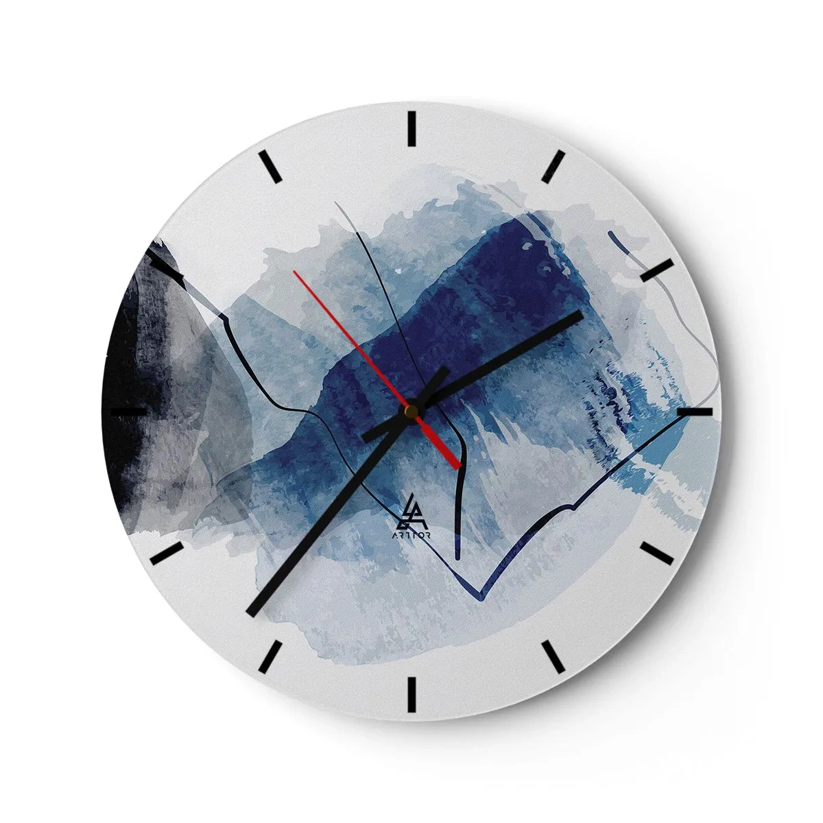 Nástěnné hodiny - Modrá abstraktní forma připomínající ledovec - 30x30cm - Ledová hora - Moderní nástěnná dekorace do obývacího pokoje, kuchyně a ložnice ARTTOR