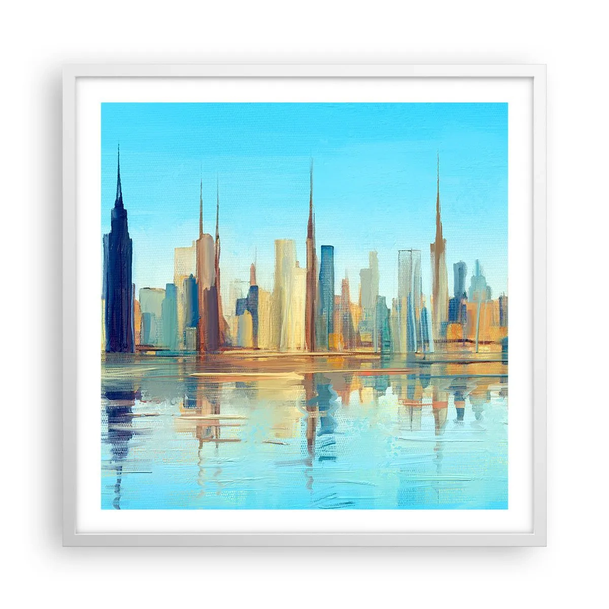 Plakát v bílém rámu - Prosluněná metropole - 60x60 cm