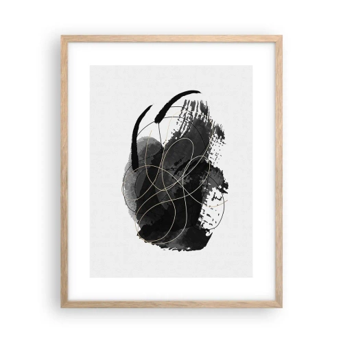 Plakát v rámu světlý dub - Upletené z černé - 40x50 cm