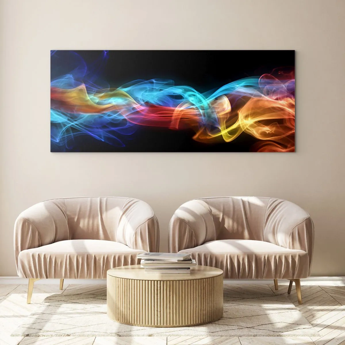 Obraz na skle - Duhový tanec mlhy - 160x50 cm