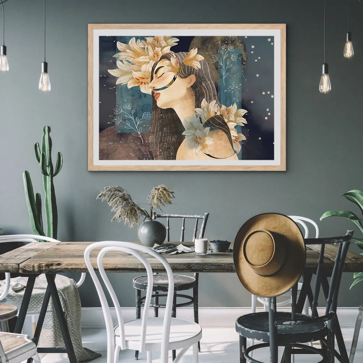 Plakát v rámu světlý dub - Pohádka o princezně s liliemi - 50x40 cm