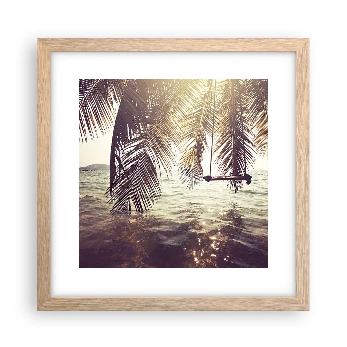 Plakát v rámu světlý dub - Houpat se libovolně v oblacích - 30x30 cm