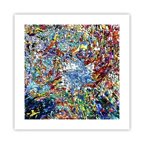 Plakát - Vitráž s kapkami - 40x40 cm