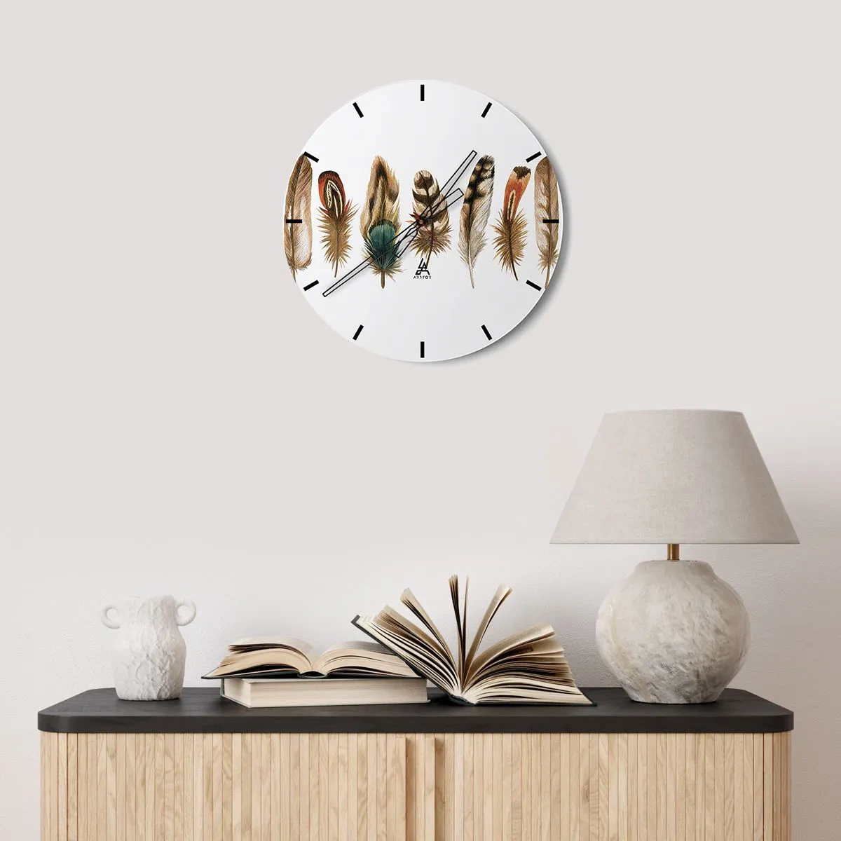 Nástěnné hodiny - Opeřená variace - 30x30 cm