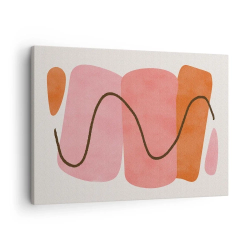 Obraz na plátně - Abstraktní tvary v růžových a oranžových odstínech - 70x50cm - Jemný pohyb forem - Moderní nástěnná dekorace do obývacího pokoje a ložnice ARTTOR