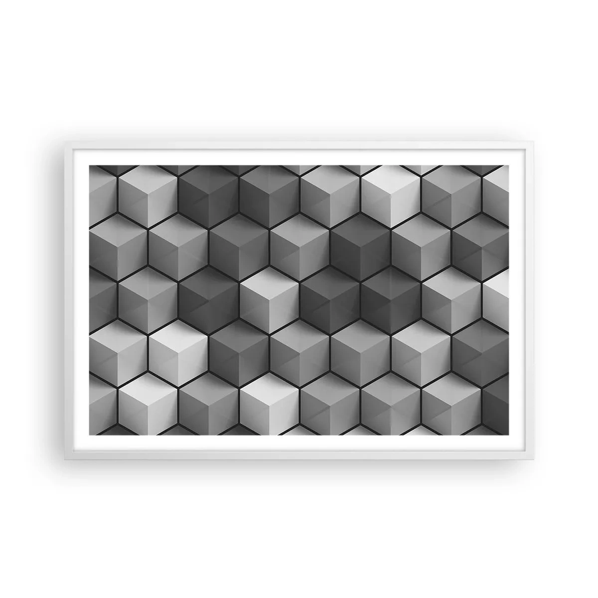 Plakát v bílém rámu - Kubistické puzzle - 91x61 cm