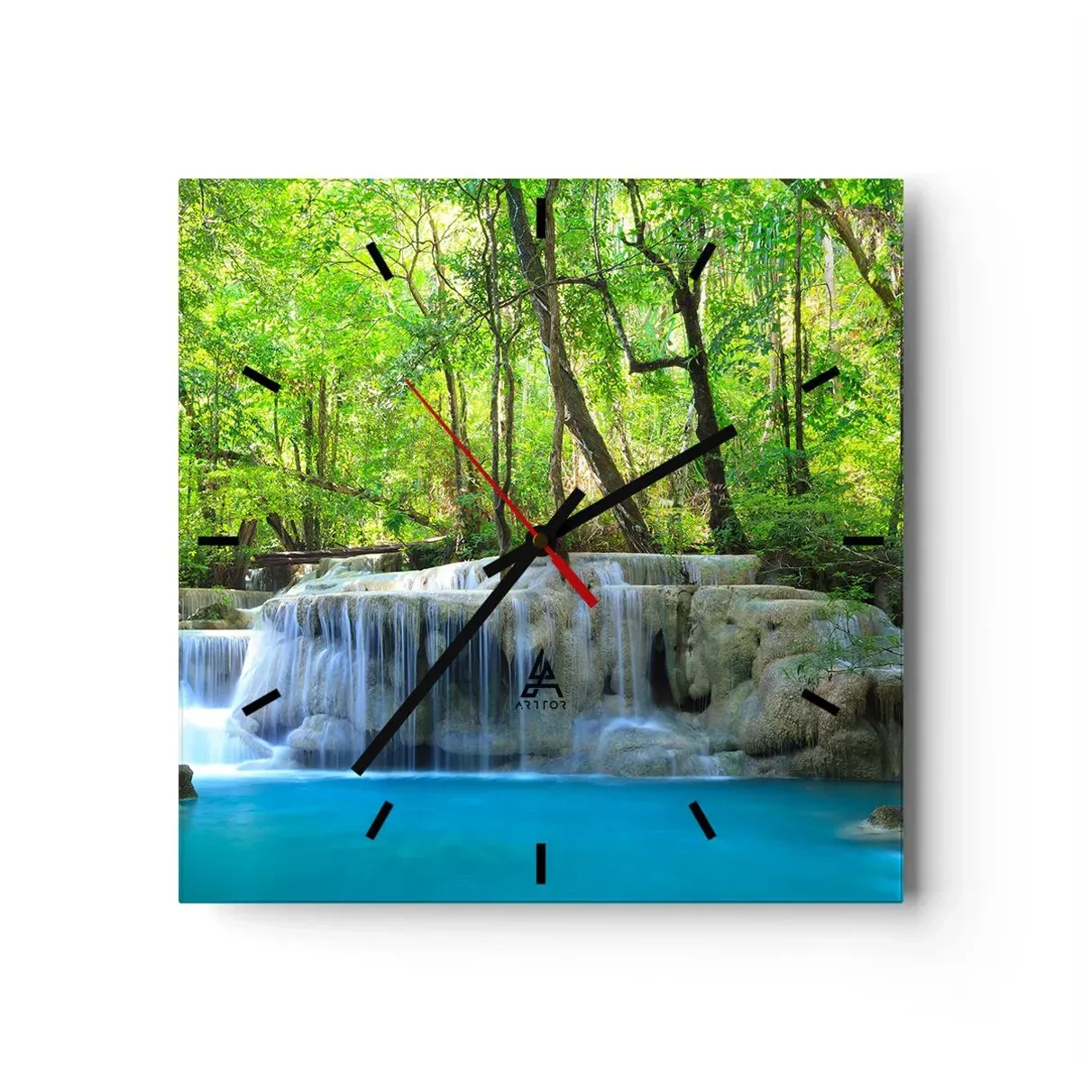 Nástěnné hodiny - Utonout v tyrkysu a zeleni - 40x40 cm