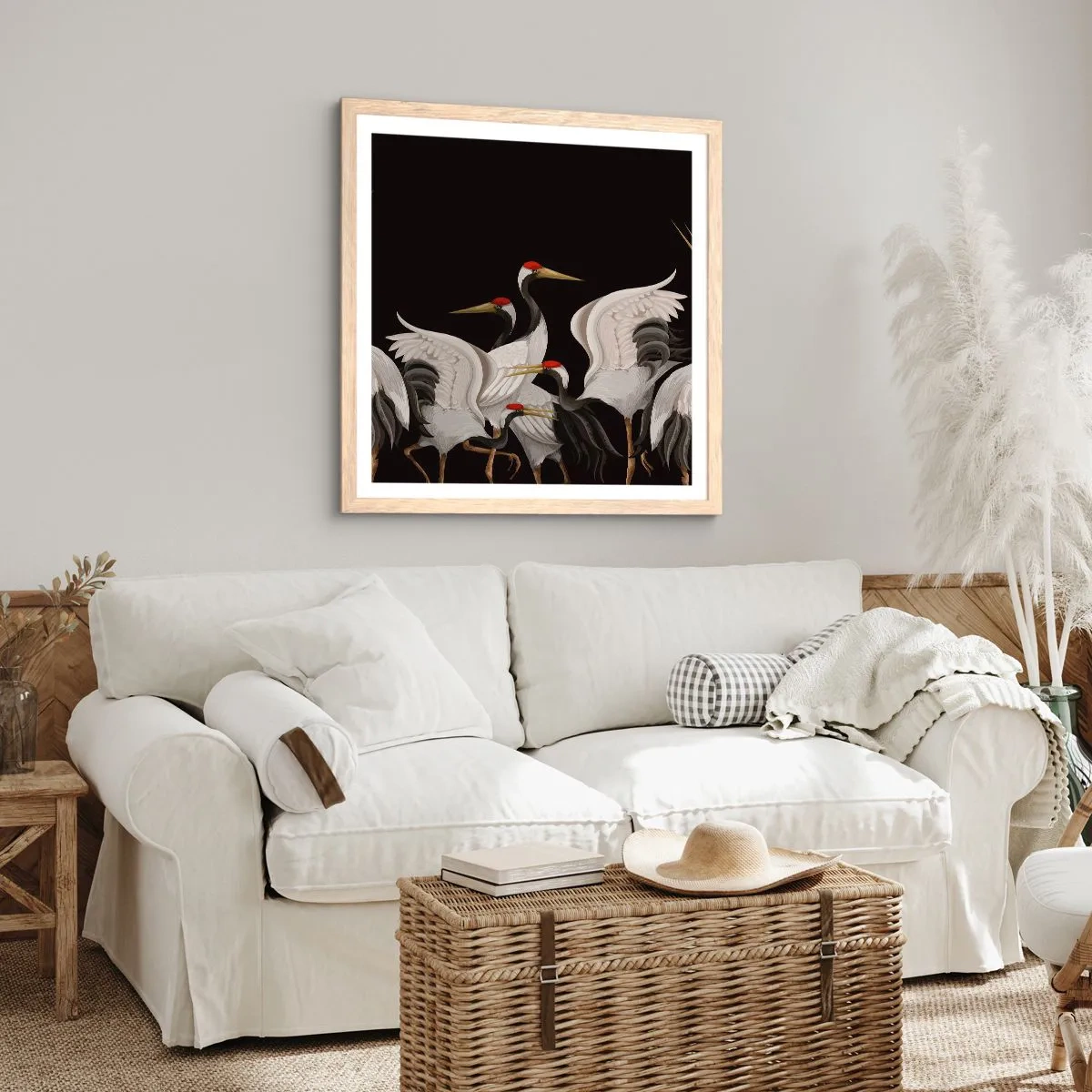 Plakát v rámu světlý dub - Ptačí záležitosti - 40x40 cm