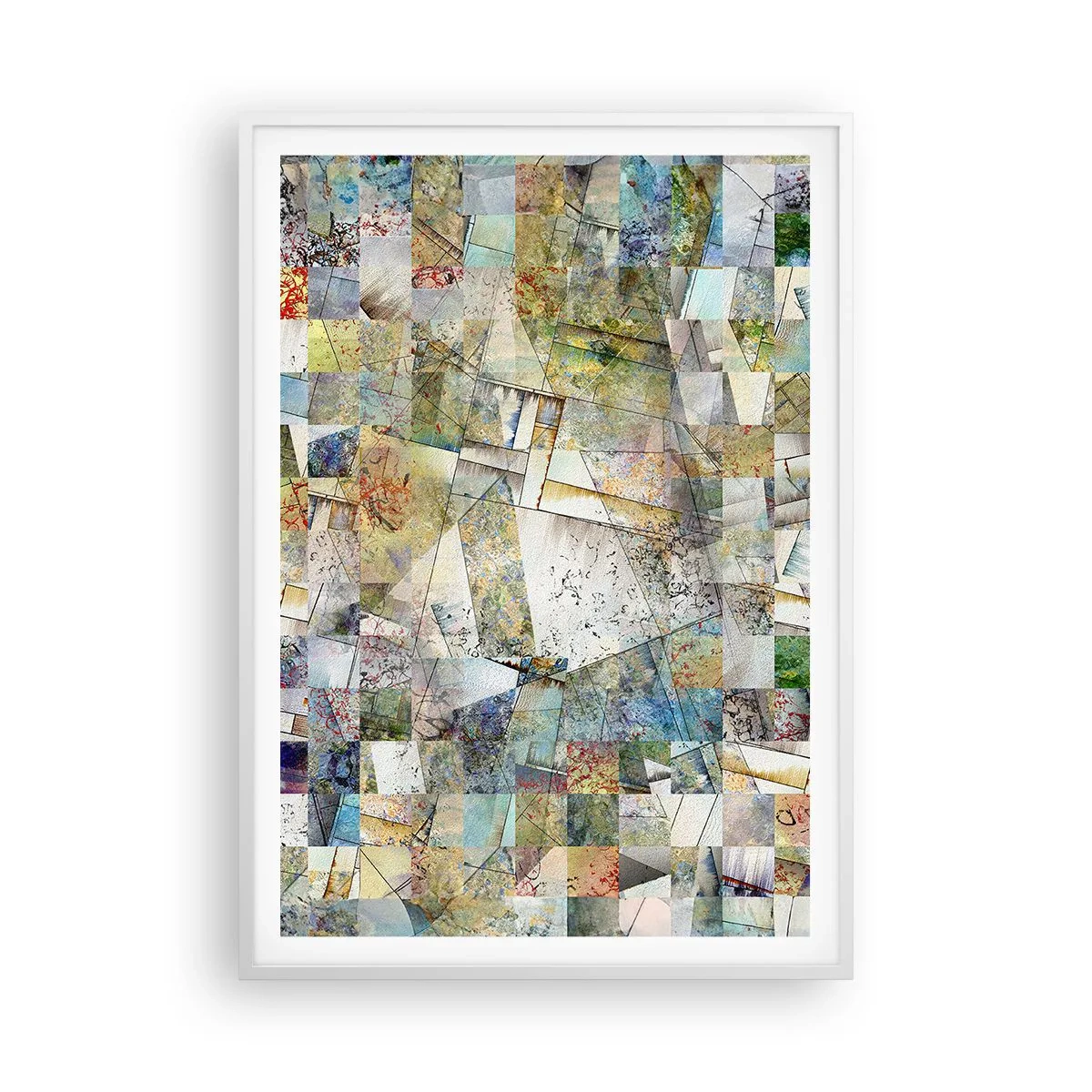 Plakát v bílém rámu - Geometrické přeskupení - 70x100 cm