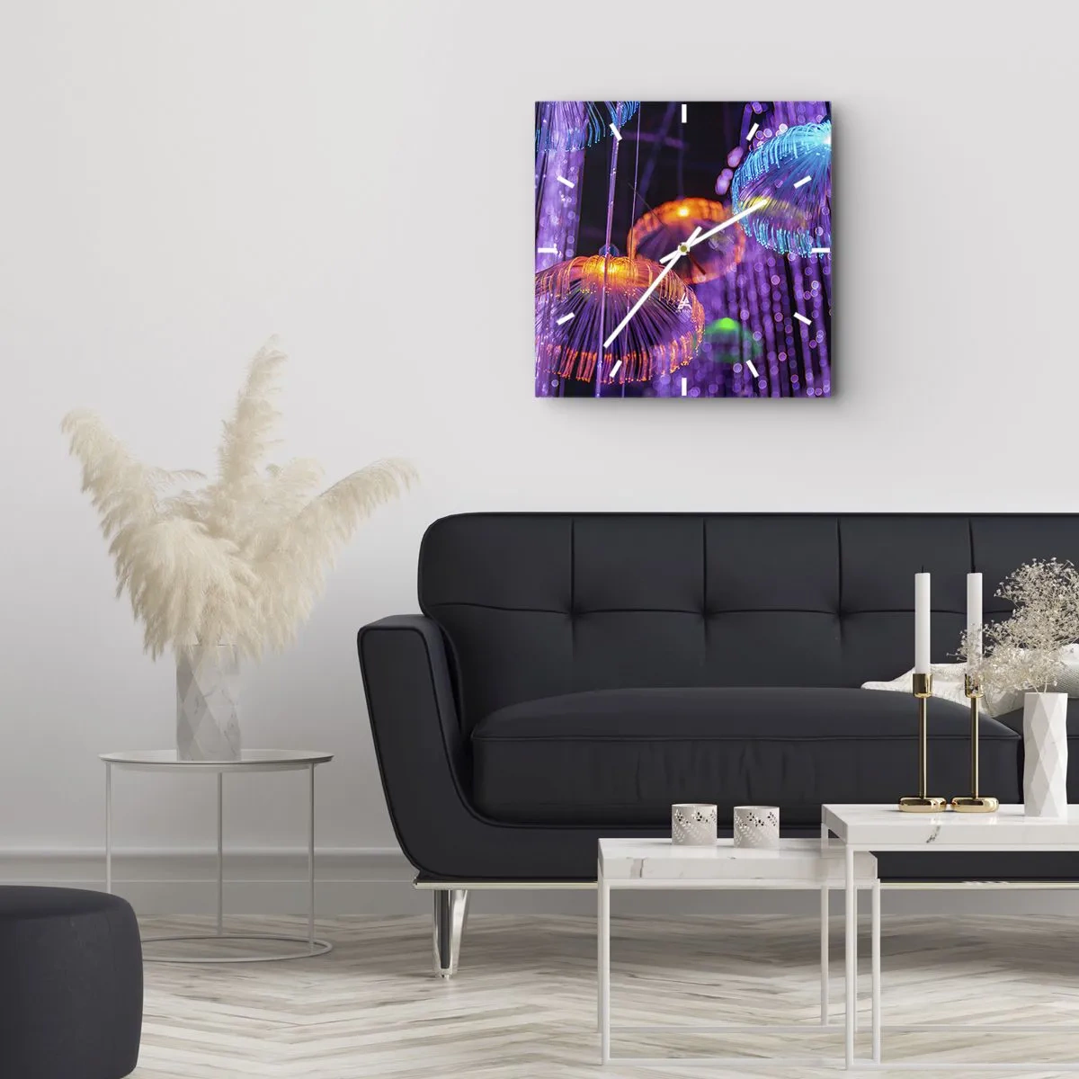 Nástěnné hodiny - Světelná fontána - 30x30 cm