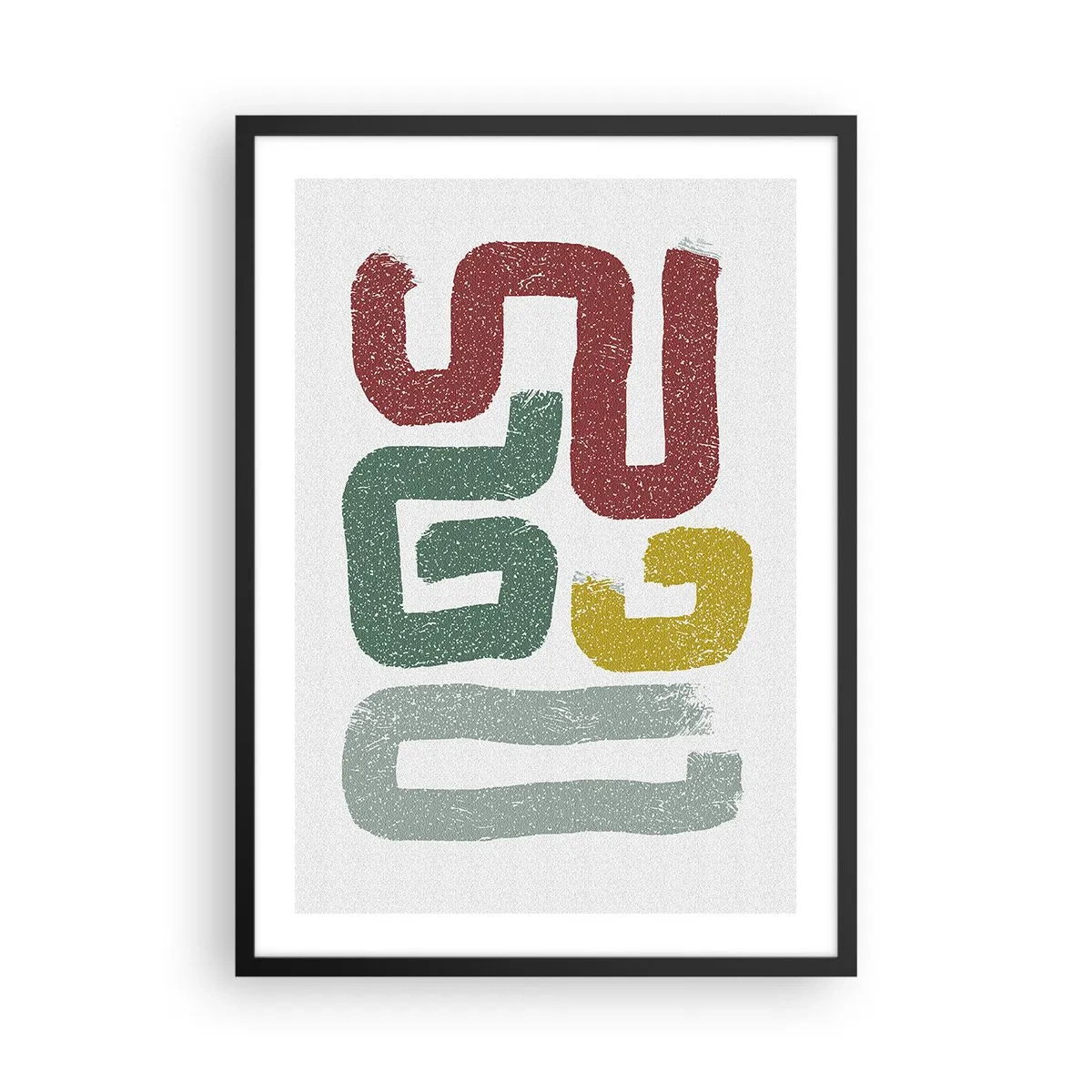 Plakát v černém rámu - Abstraktní tvary v zemitých tónech na světlém pozadí - 50x70cm - V neznámém jazyce - Moderní nástěnná dekorace do obývacího pokoje a ložnice ARTTOR