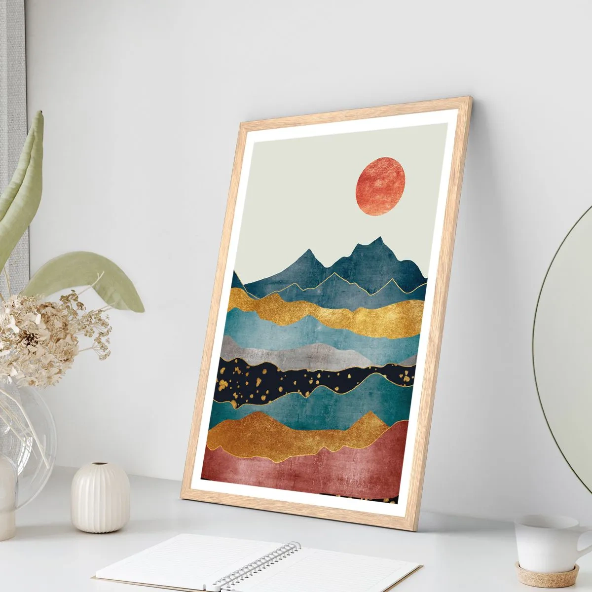 Plakát v rámu světlý dub - Průřez světem - 50x70 cm