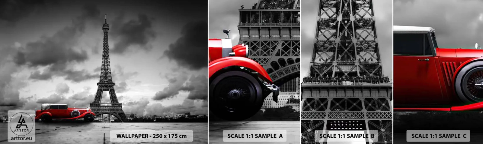 Fototapeta Vzorek Standard Eco - Ne tak dávno v Paříži - Automobilový průmysl, Eiffelova věž, Paříž - 100x30 cm