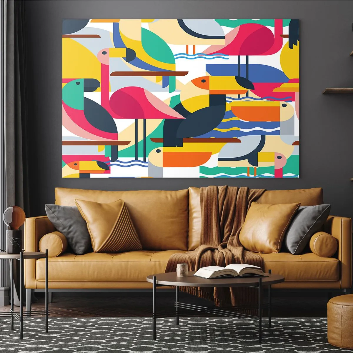 Obraz na skle - Ptačí párty - 120x80 cm