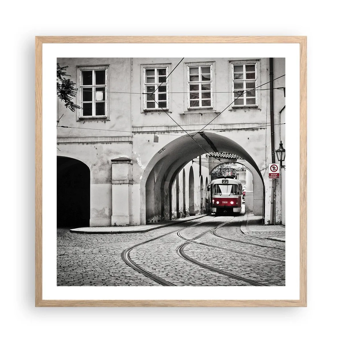 Plakát v rámu světlý dub - Městským labyrintem - 60x60 cm