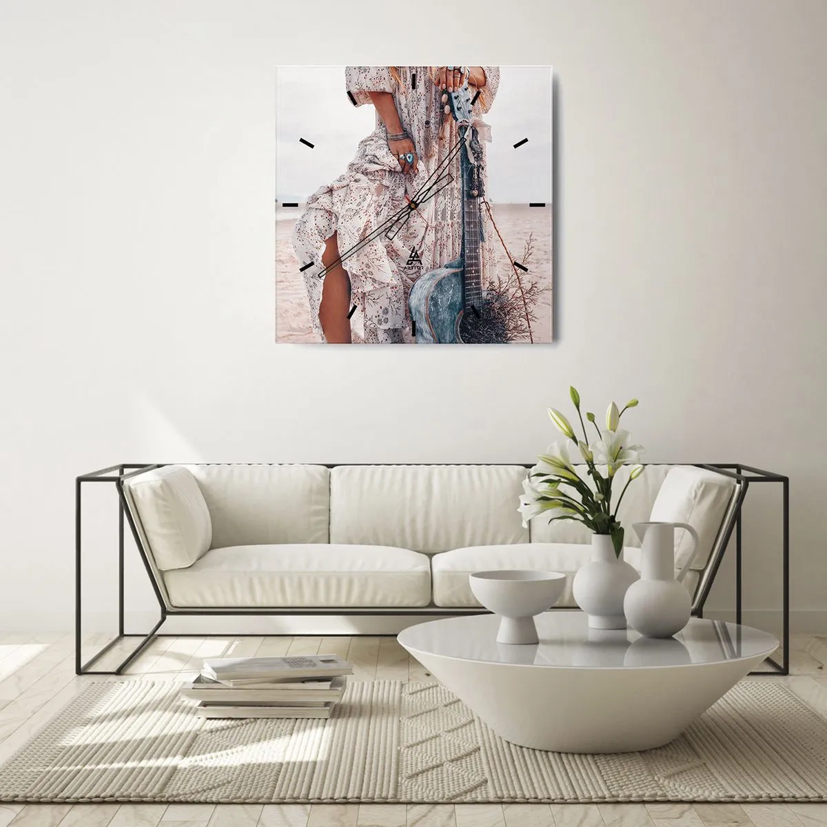 Nástěnné hodiny - Květinové děti na cestě - 40x40 cm