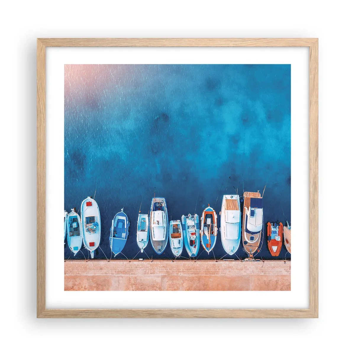 Plakát v rámu světlý dub - V řadě za sebou - 50x50 cm