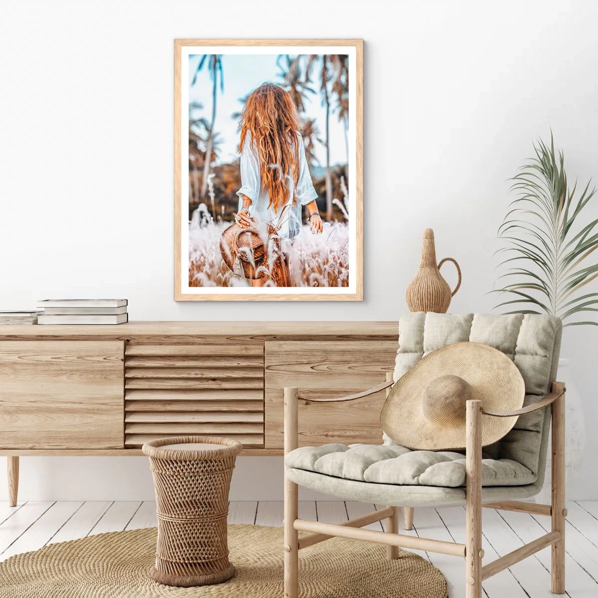 Plakát v rámu světlý dub - Zrozená z travní chmýří - 50x70 cm