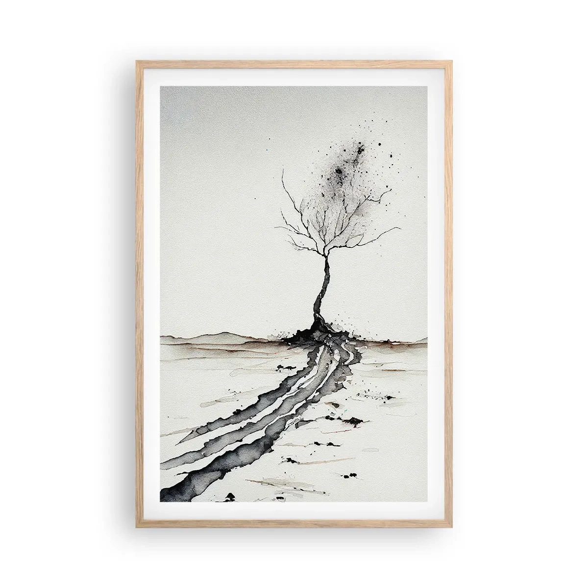 Plakát v rámu světlý dub - Zimní melancholie - 61x91 cm