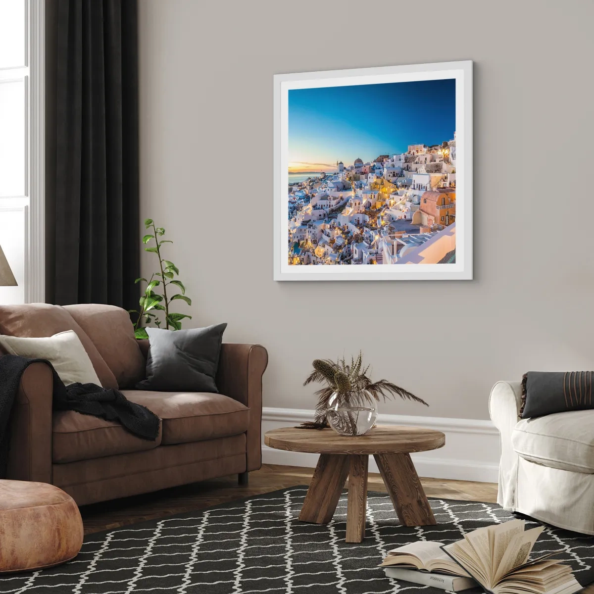 Plakát v bílém rámu - Esence Řecka - 60x60 cm