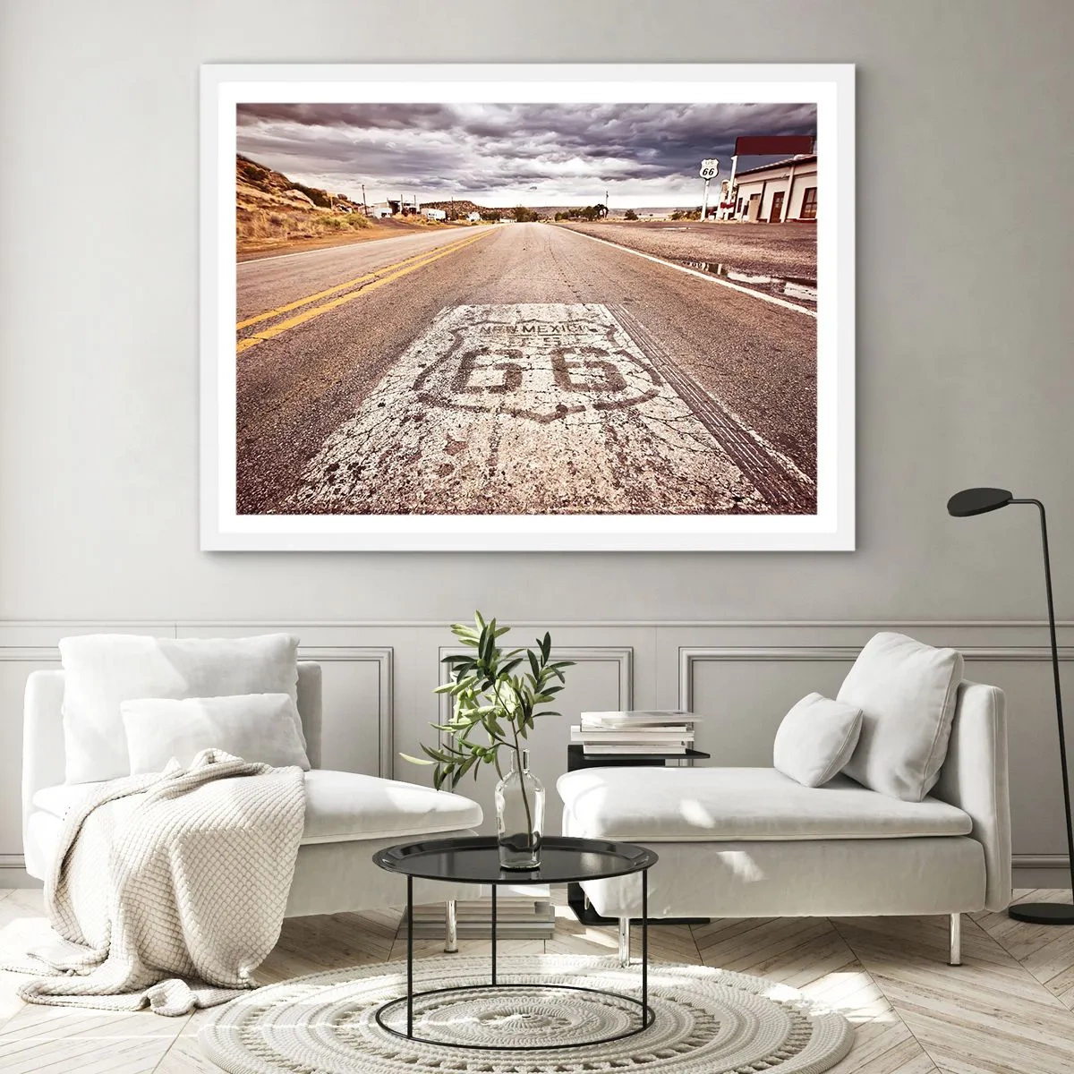 Plakát v bílém rámu - Mother Road - americká legenda - 100x70 cm