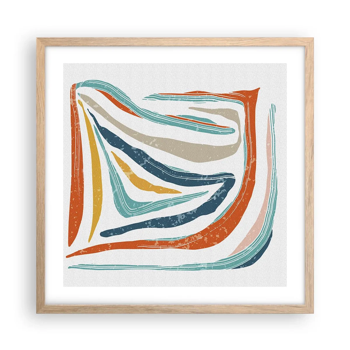 Plakát v rámu světlý dub - Přátelsky usměvavá abstrakce - 50x50 cm